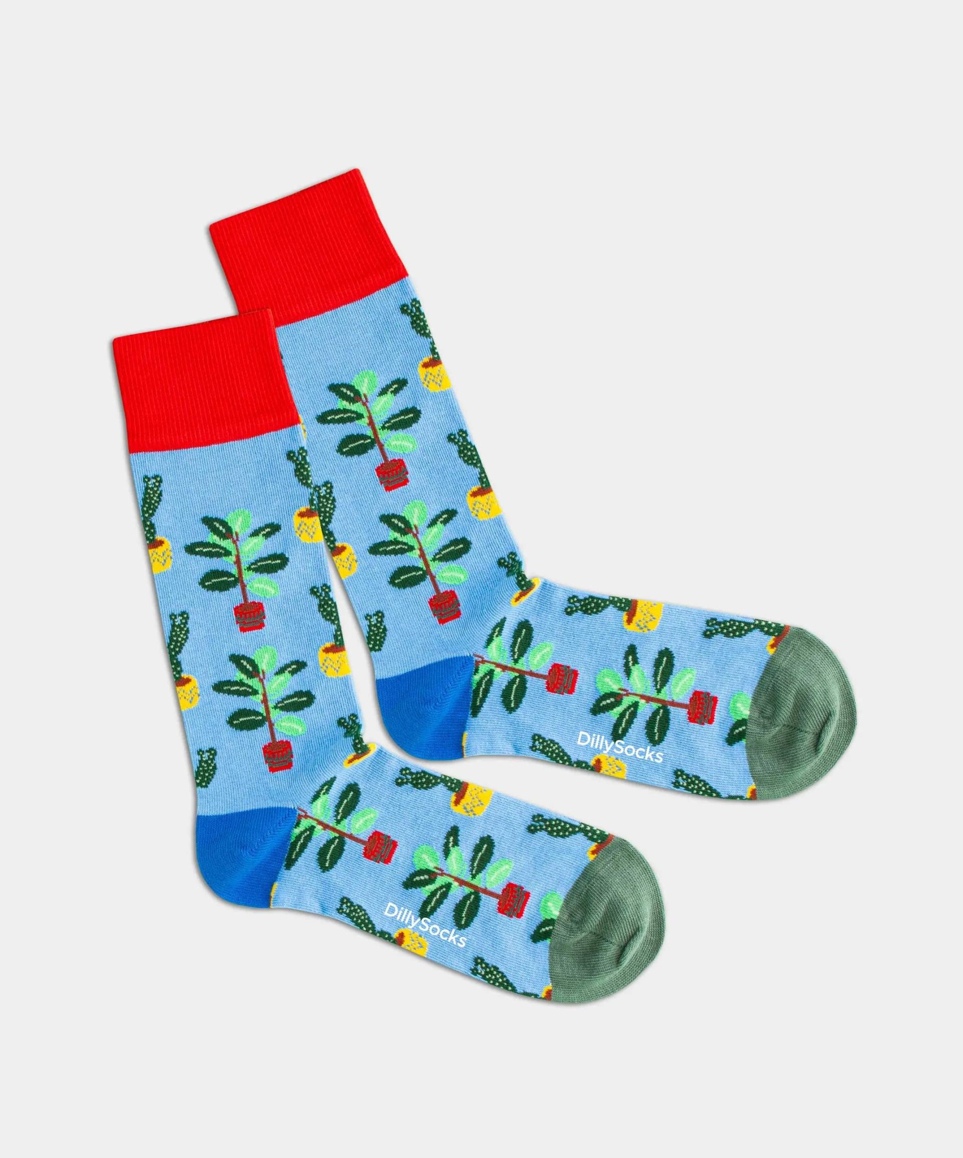 - Socken in Blau mit Pflanze Motiv/Muster von DillySocks