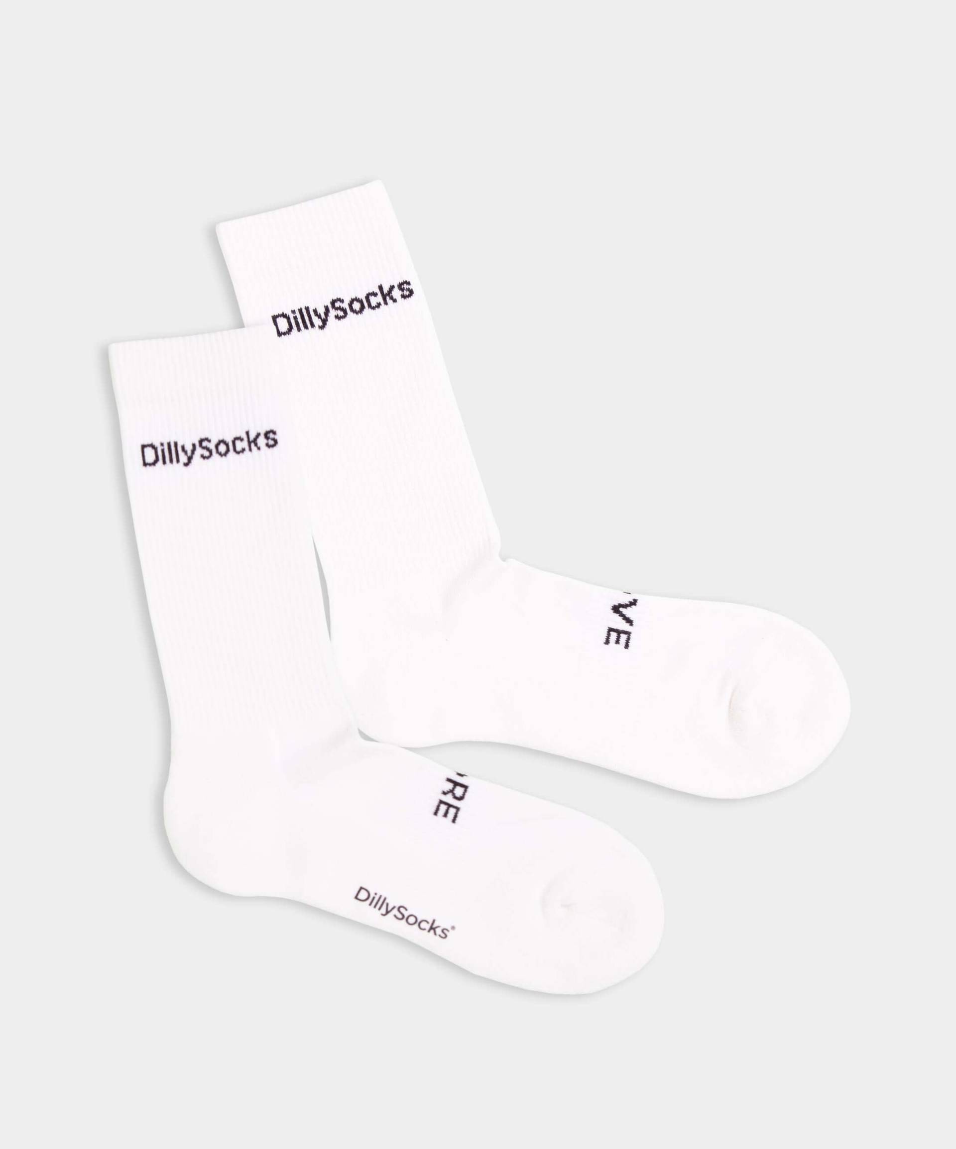 - Socken in Weiss mit Schriftzug Motiv/Muster von DillySocks