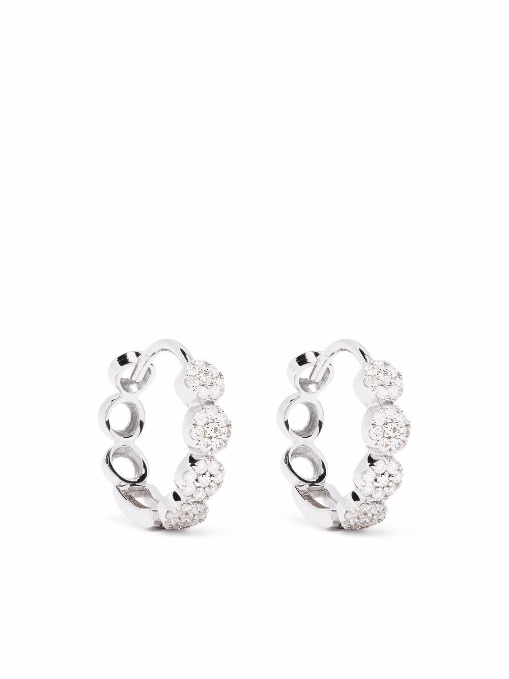 Dinny Hall 14kt white gold Shuga pave diamond huggie hoop earrings - Silver von Dinny Hall