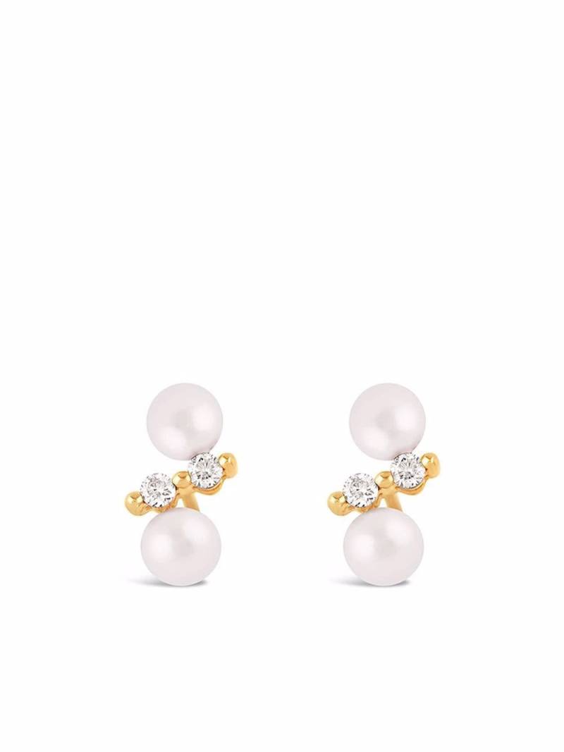 Dinny Hall 14kt yellow gold Shuga double pearl diamond stud earrings von Dinny Hall