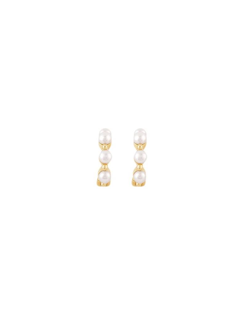 Dinny Hall 14kt yellow gold pearl huggie hoops von Dinny Hall