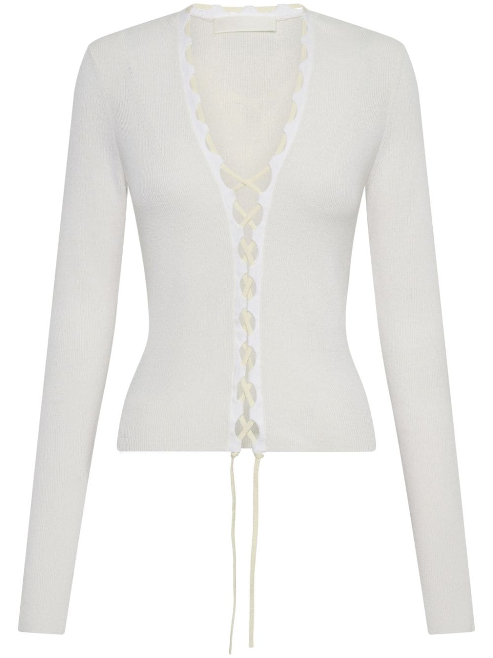 Dion Lee Bichrome ribbed lace-up cardigan - White von Dion Lee
