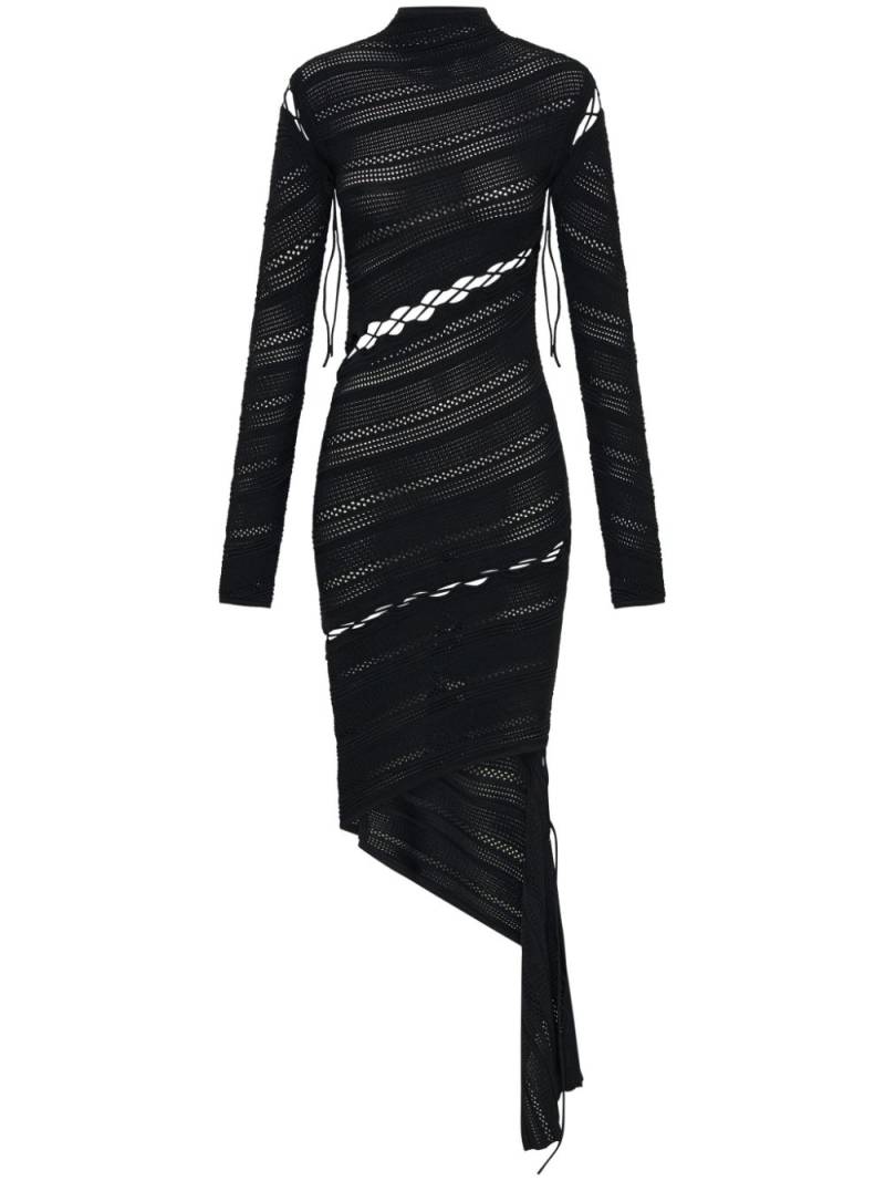 Dion Lee Coiling asymmetric crochet dress - Black von Dion Lee