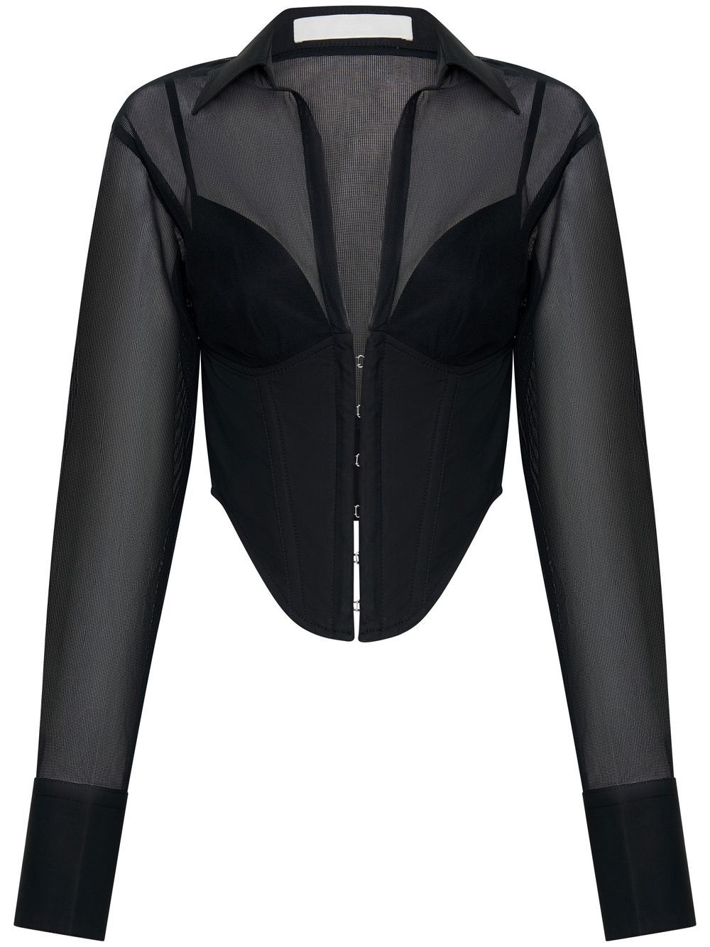 Dion Lee Grid sheer corset shirt - Black von Dion Lee