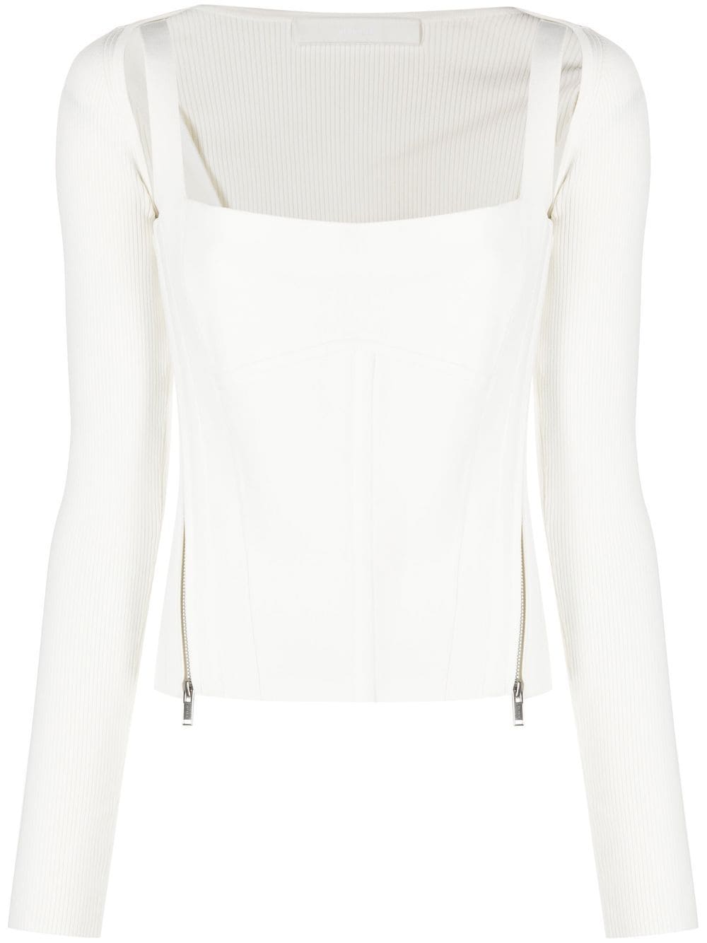 Dion Lee Moto zip-up corset top - White von Dion Lee