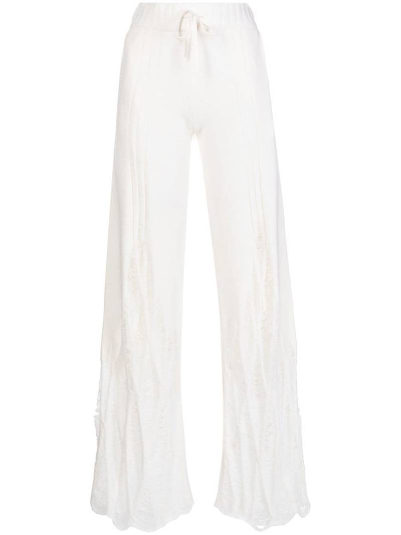 Dion Lee distressed high-waist cashmere trousers - White von Dion Lee