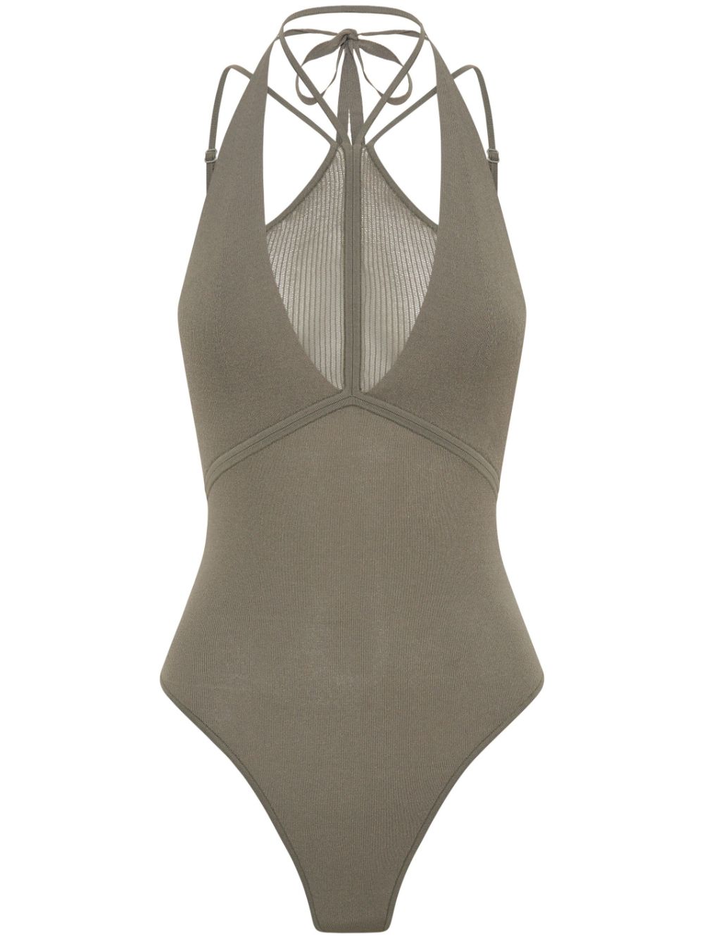 Dion Lee halterneck-fastening mesh bodysuit - Grey von Dion Lee