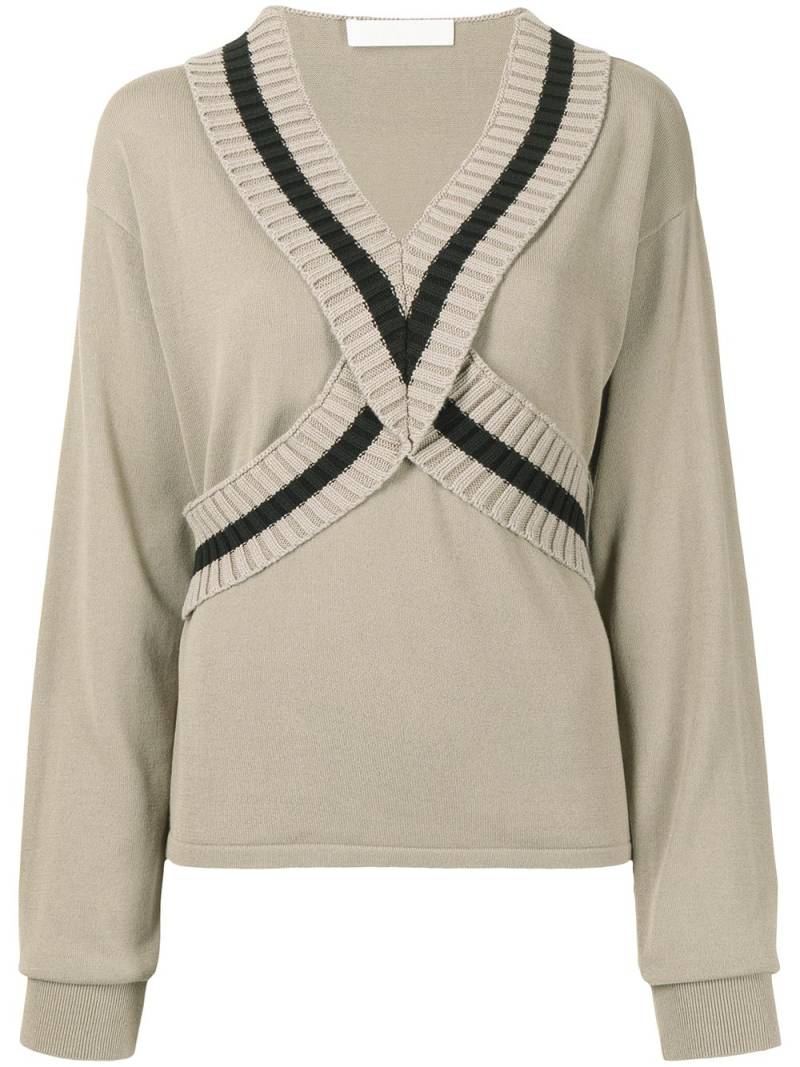 Dion Lee ribbed V-neck jumper - Neutrals von Dion Lee