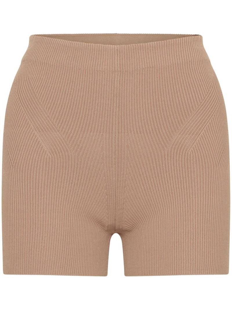 Dion Lee ribbed-knit cycling shorts - Brown von Dion Lee