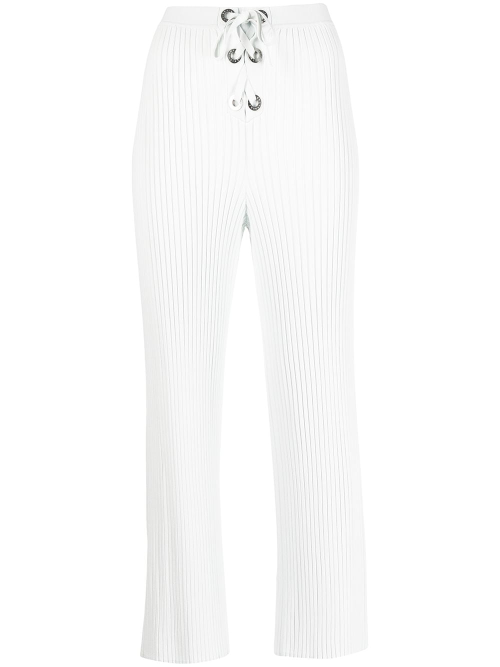 Dion Lee ribbed-knit eyelet lace-up trousers - Blue von Dion Lee