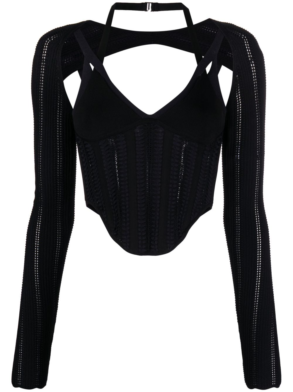 Dion Lee open-knit cut-out corset top - Black von Dion Lee