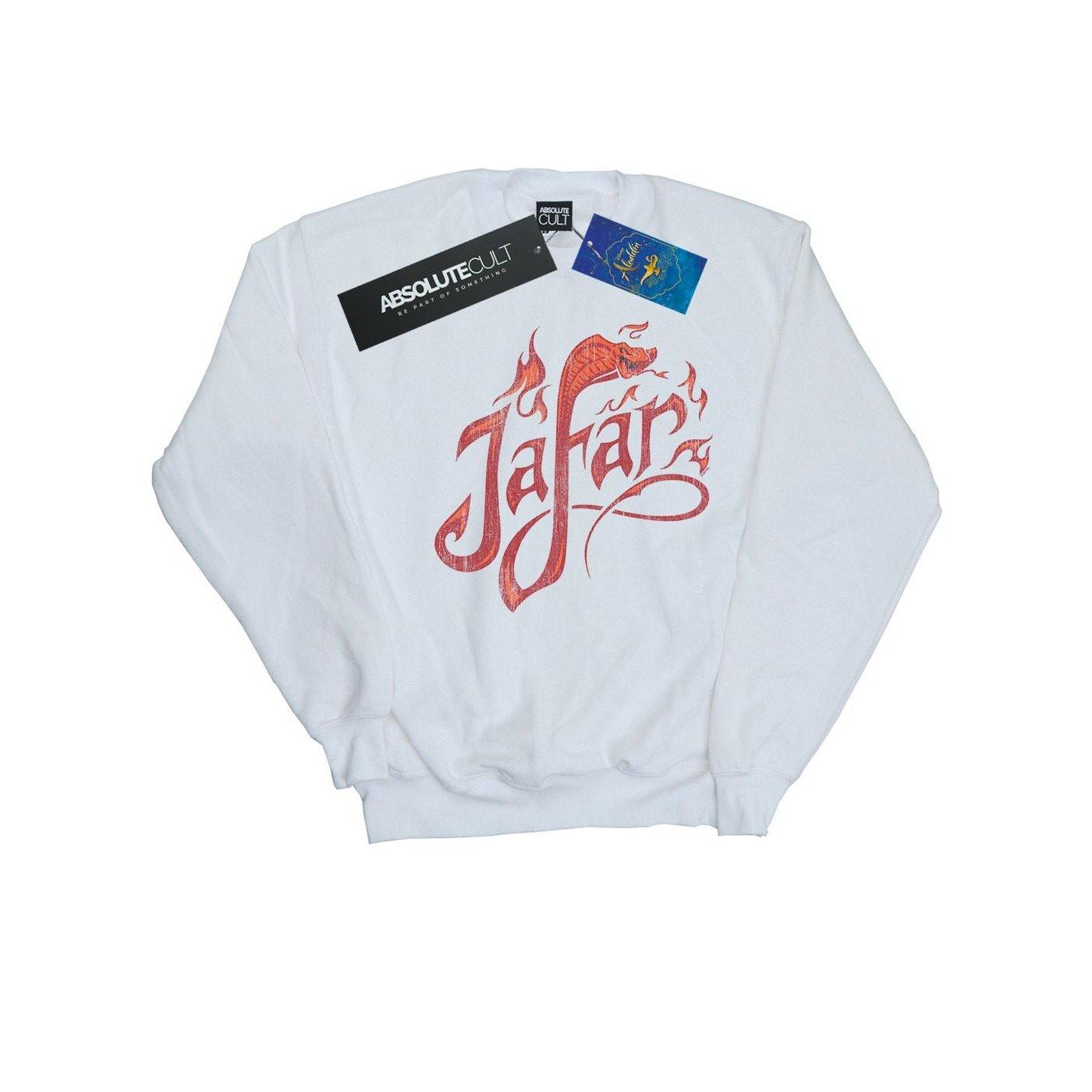 Aladdin Movie Jafar Flames Logo Sweatshirt Herren Weiss M von Disney