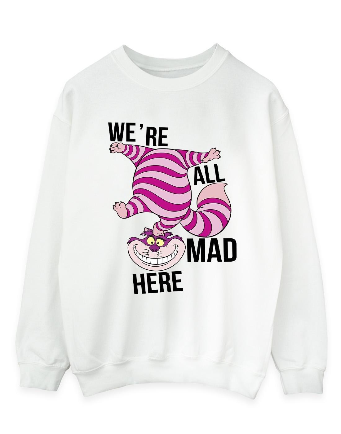 Alice In Wonderland All Mad Here Sweatshirt Damen Weiss S von Disney