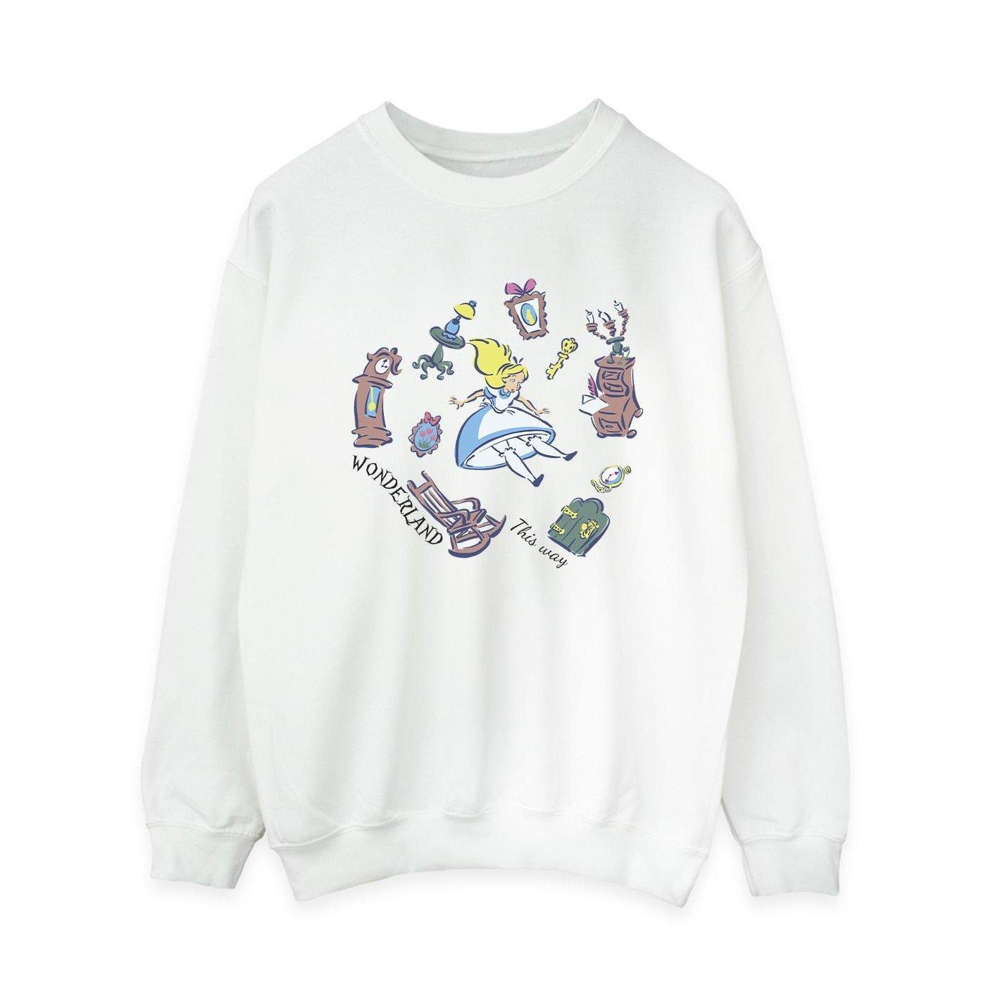 Alice In Wonderland Falling Sweatshirt Damen Weiss L von Disney