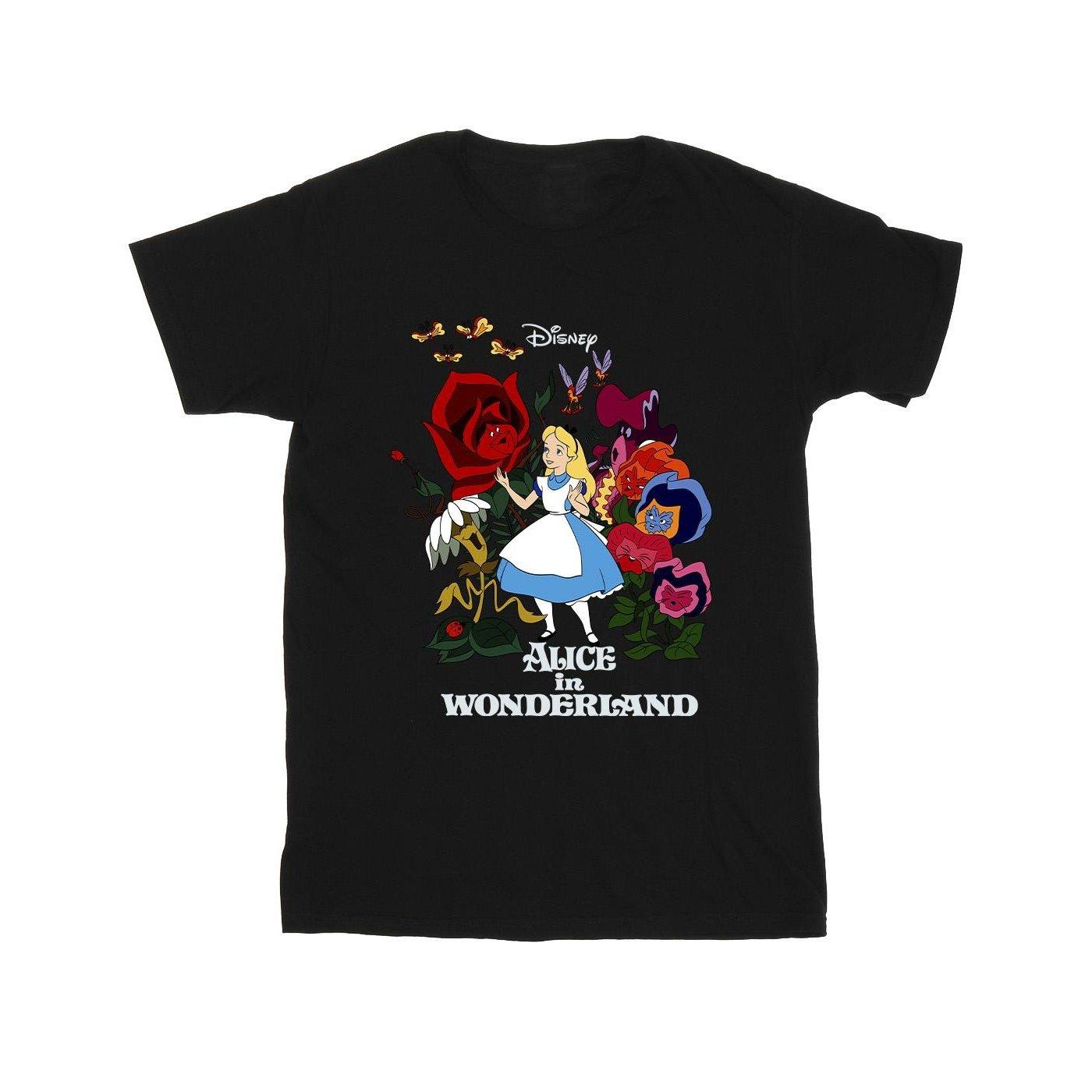 Alice In Wonderland Flowers Tshirt Herren Schwarz L von Disney