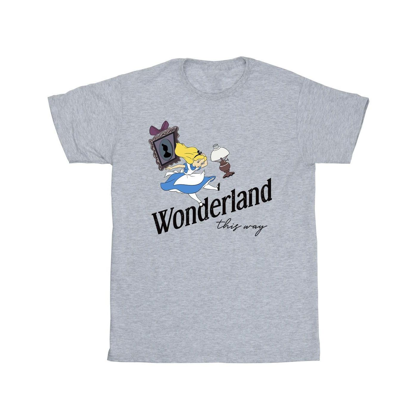 Alice In Wonderland This Way Tshirt Mädchen Grau 128 von Disney