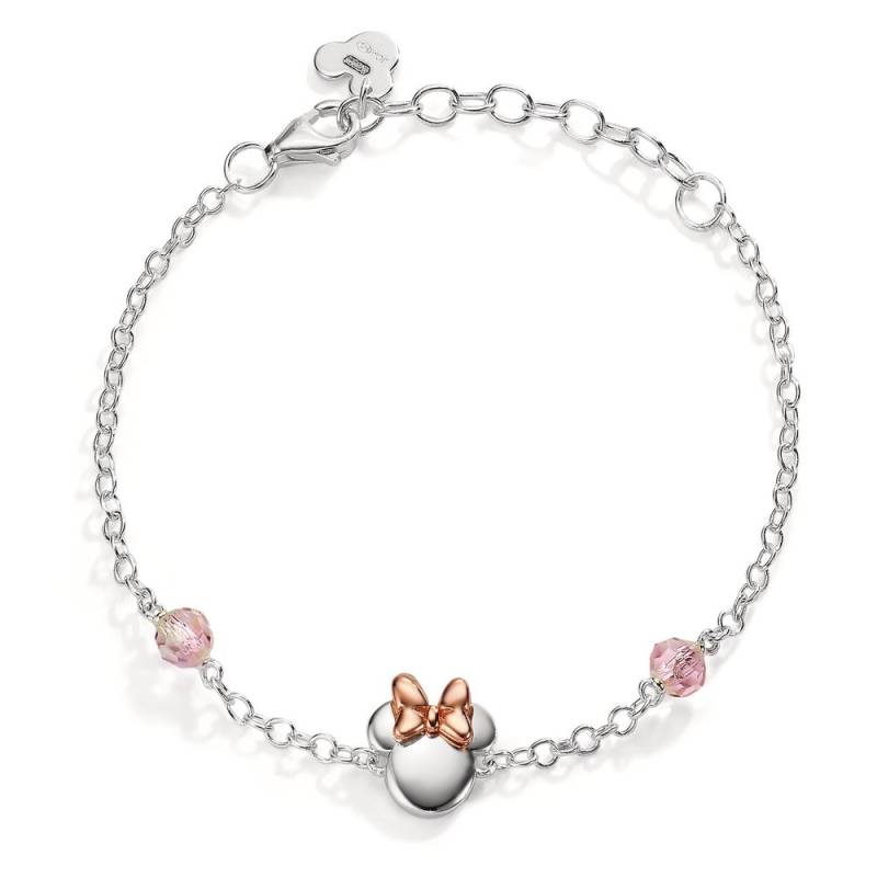 Disney Kinder Armband Silber Zirkonia rosa, 2 Steine rosé bicolor 14-17 cm verstellbar von Disney