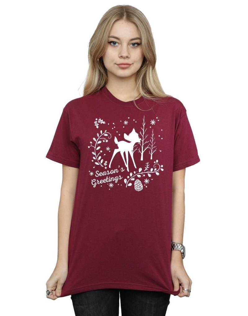 Bambi Christmas Greetings Tshirt Damen Weinrot S von Disney