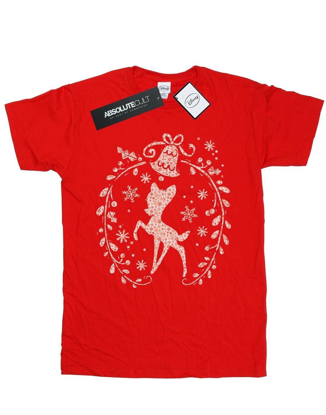 Bambi Christmas Wreath Tshirt Damen Rot Bunt M von Disney