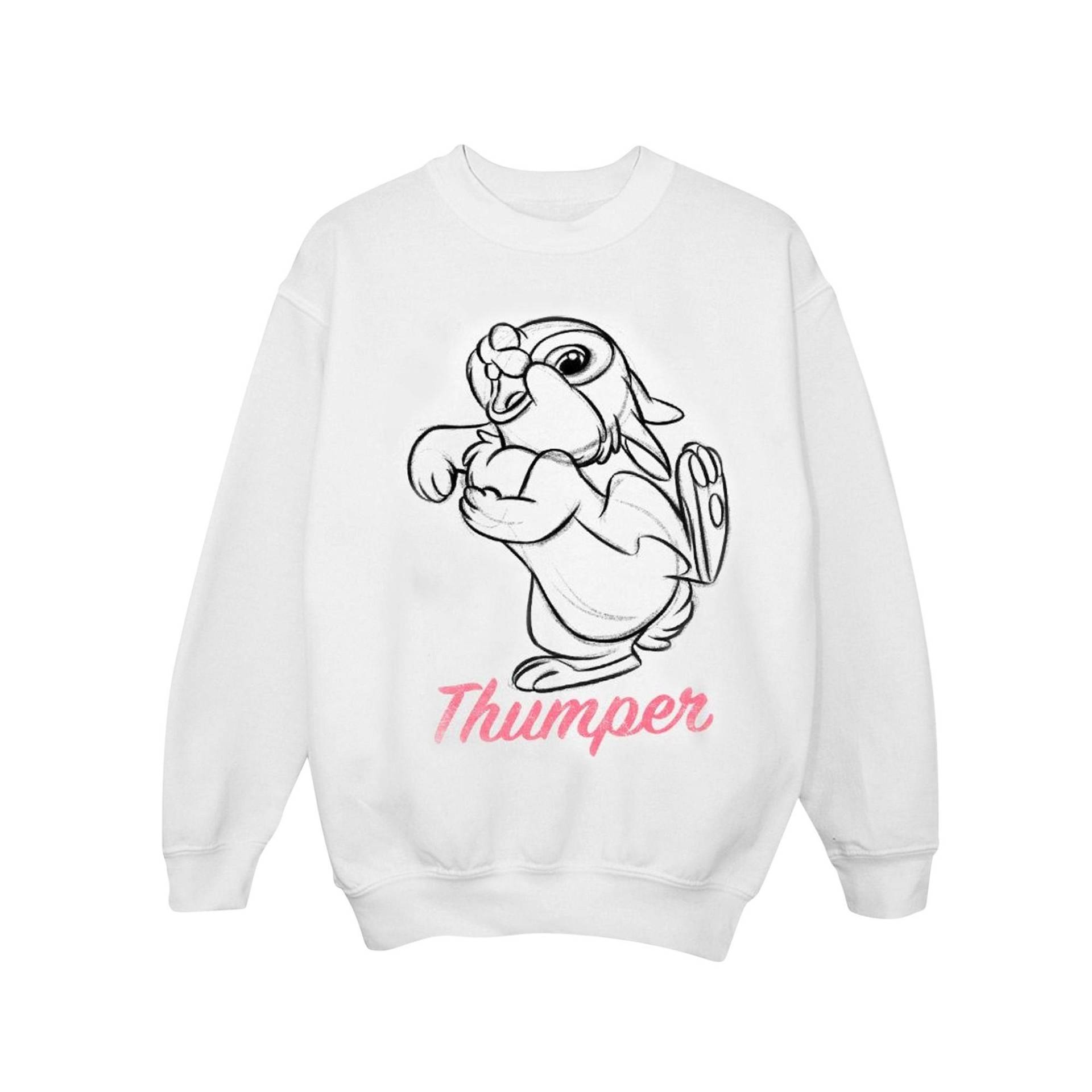 Bambi Thumper Line Drawing Sweatshirt Unisex Weiss 104 von Disney