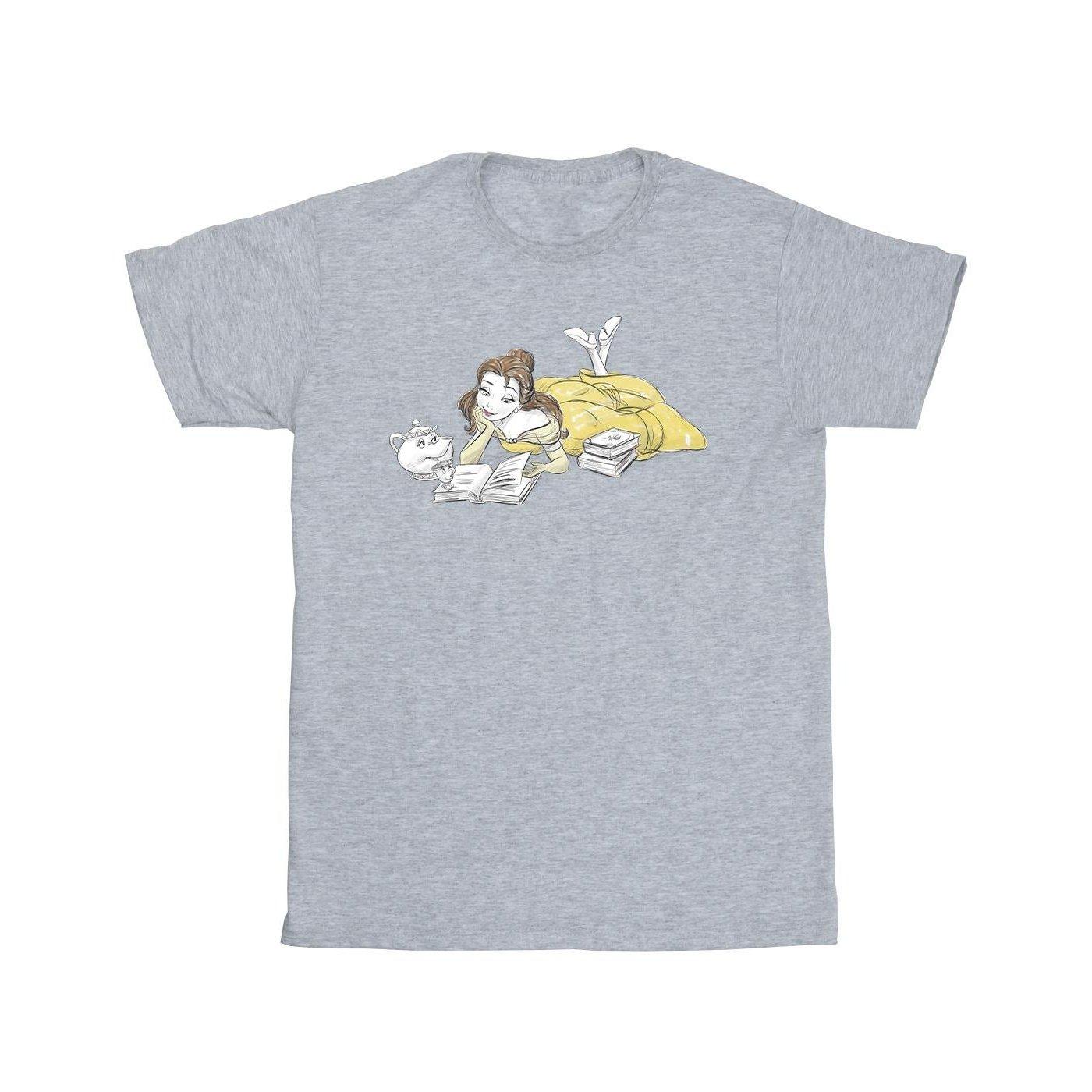 Beauty And The Beast Belle Reading Tshirt Herren Grau L von Disney