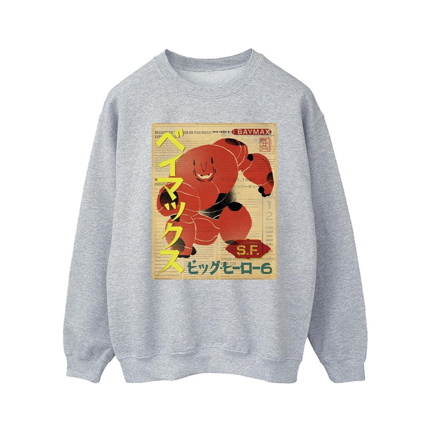 Big Hero 6 Baymax Baymax Newspaper Sweatshirt Herren Grau 3XL von Disney