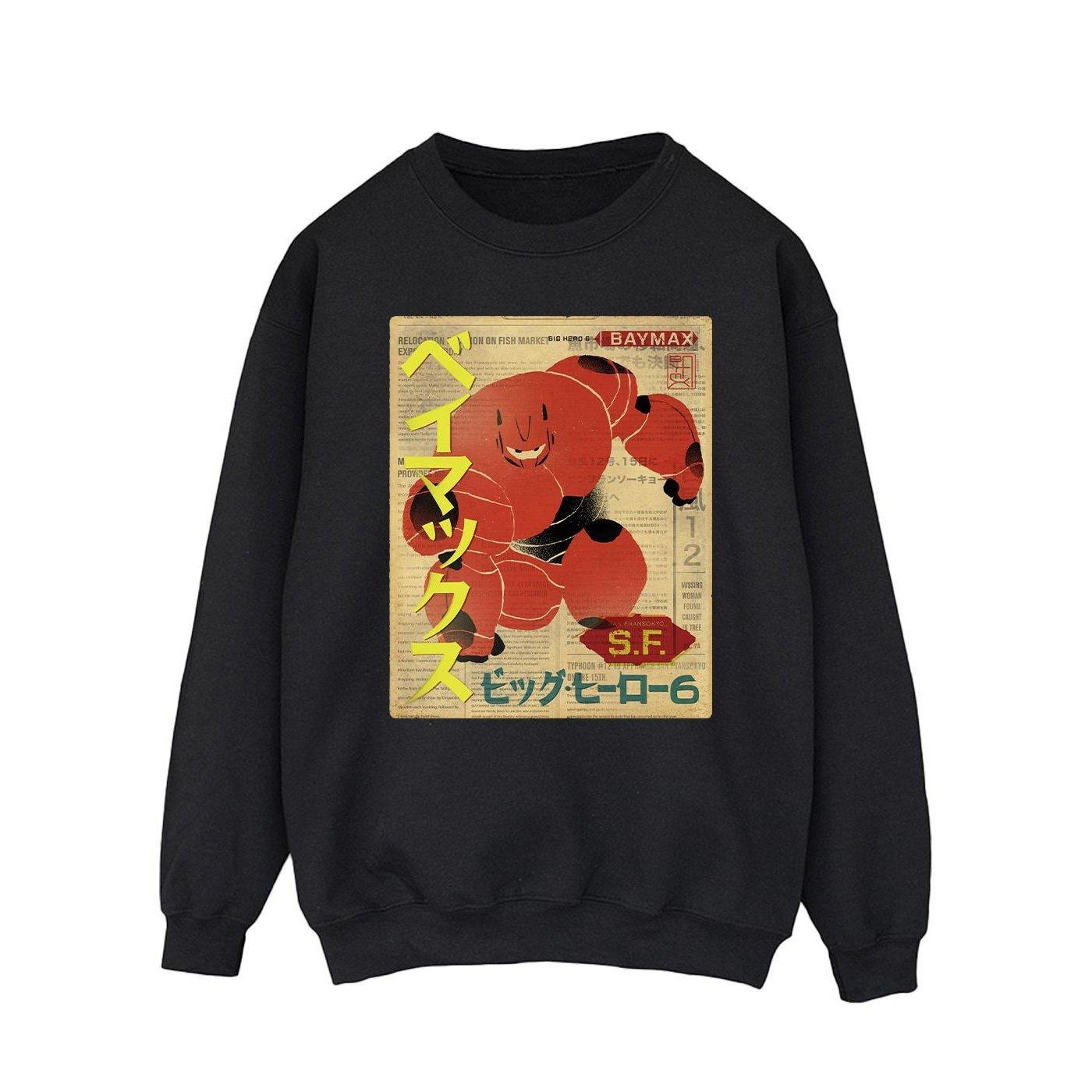 Big Hero 6 Baymax Baymax Newspaper Sweatshirt Herren Schwarz M von Disney