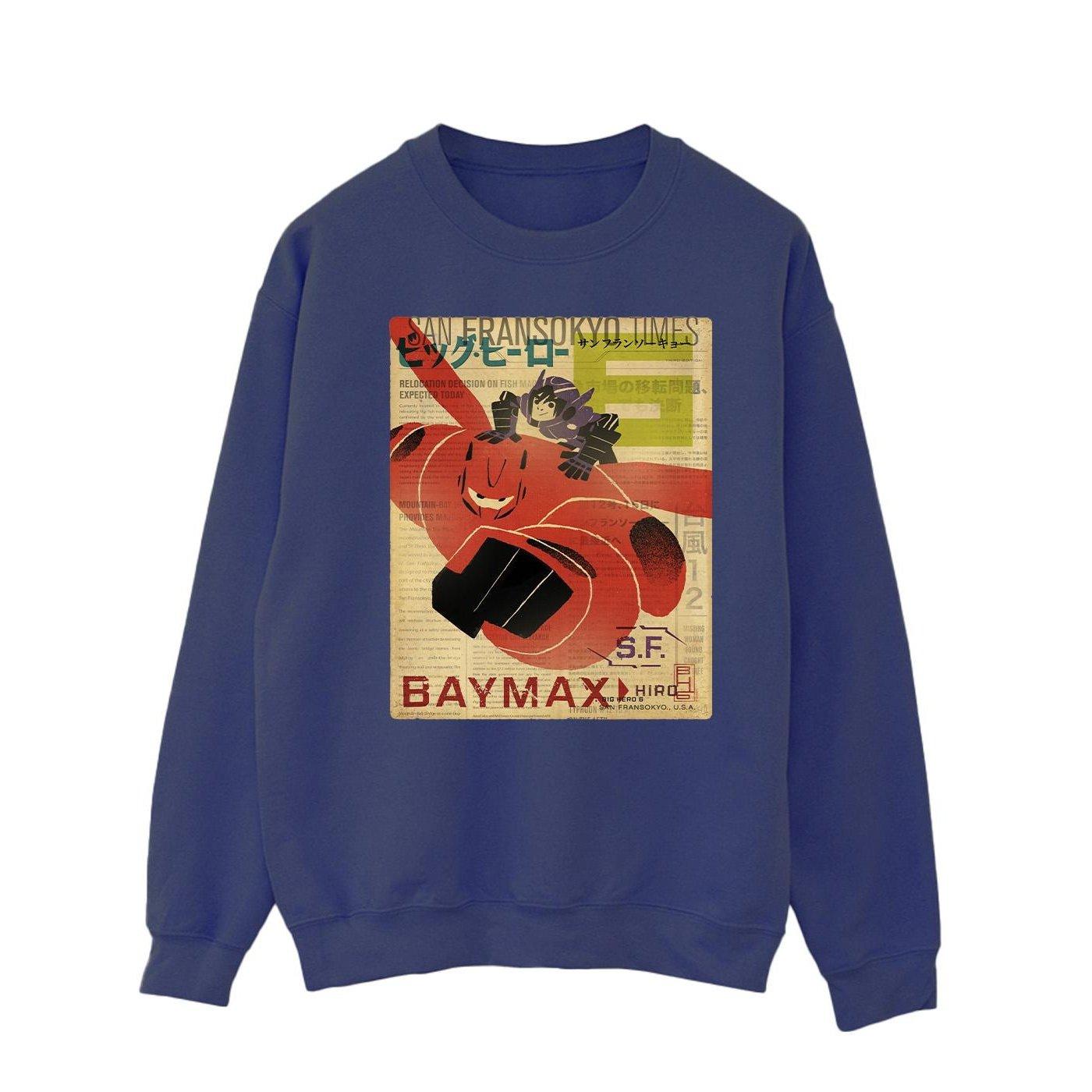 Big Hero 6 Baymax Flying Baymax Newspaper Sweatshirt Herren Marine L von Disney