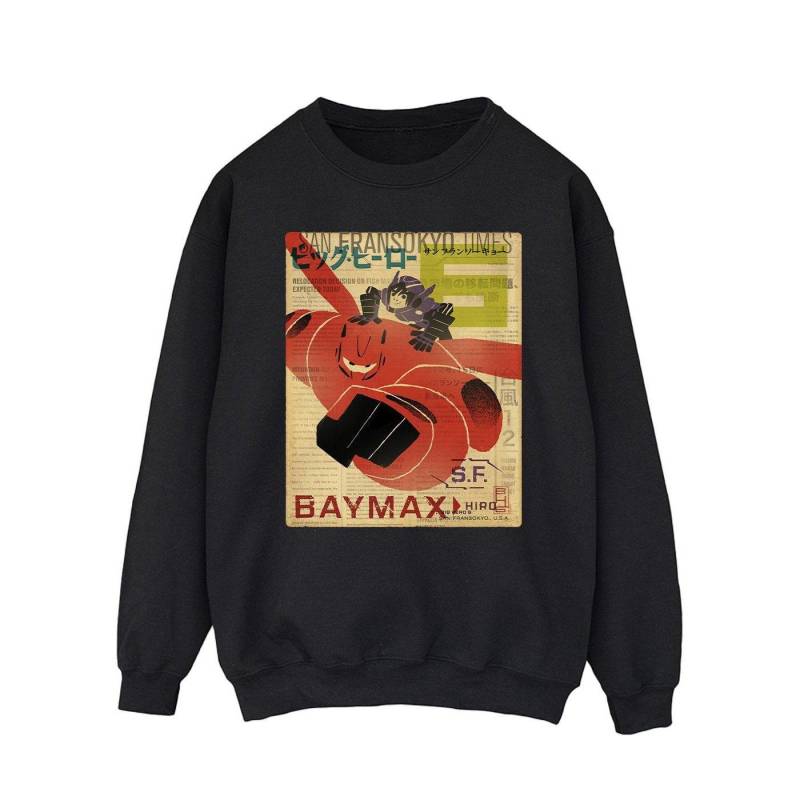 Big Hero 6 Baymax Flying Baymax Newspaper Sweatshirt Herren Schwarz 3XL von Disney