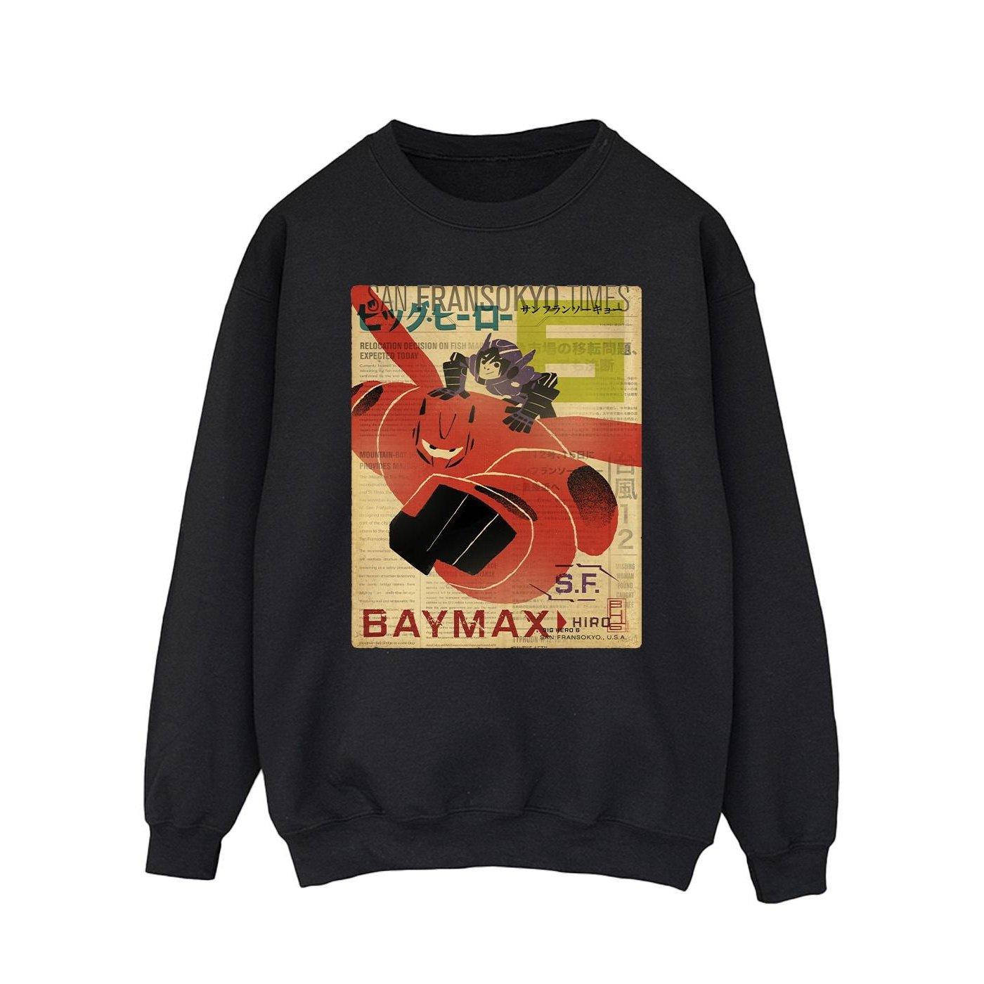 Big Hero 6 Baymax Flying Baymax Newspaper Sweatshirt Herren Schwarz XL von Disney