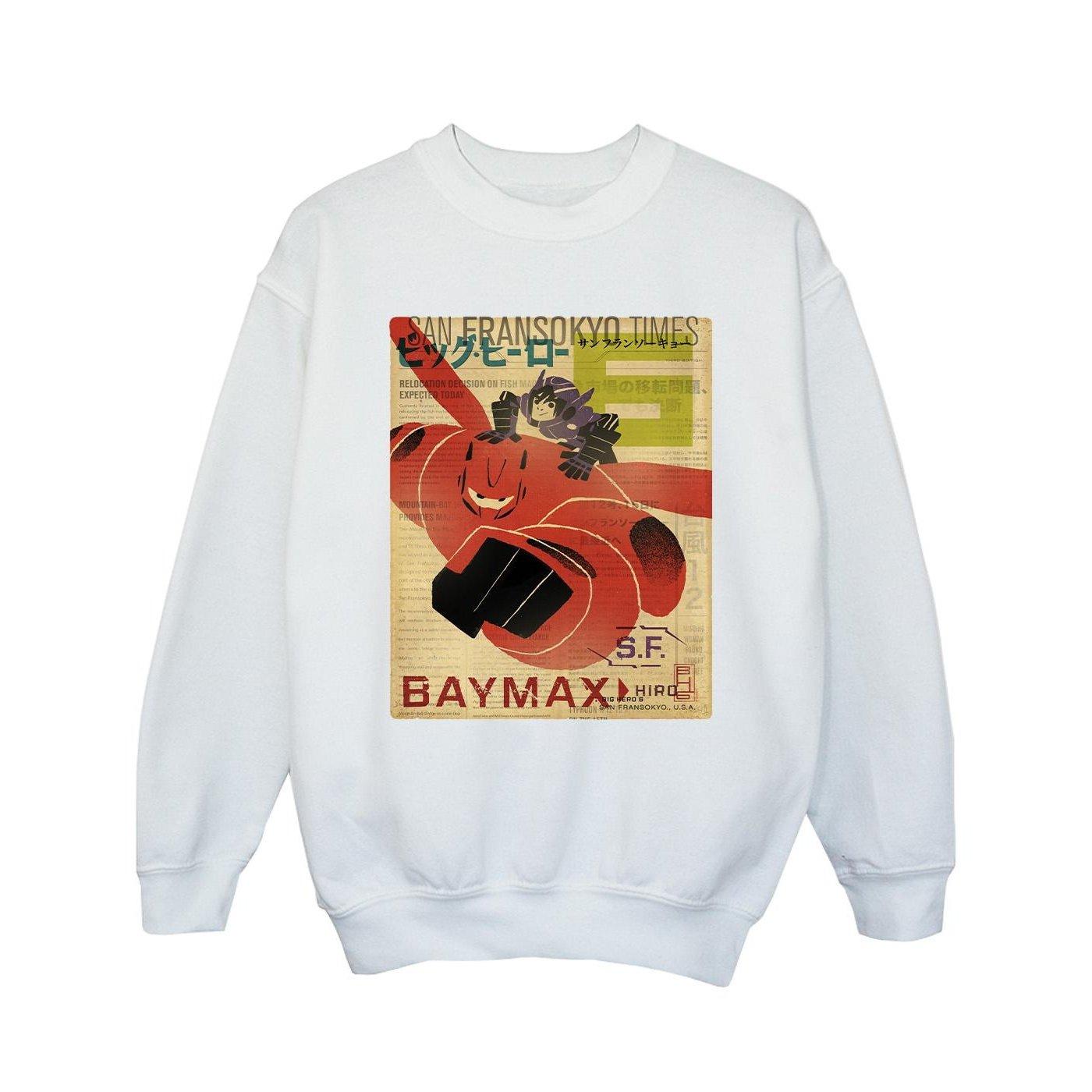 Big Hero 6 Baymax Flying Baymax Newspaper Sweatshirt Unisex Weiss 140/146 von Disney