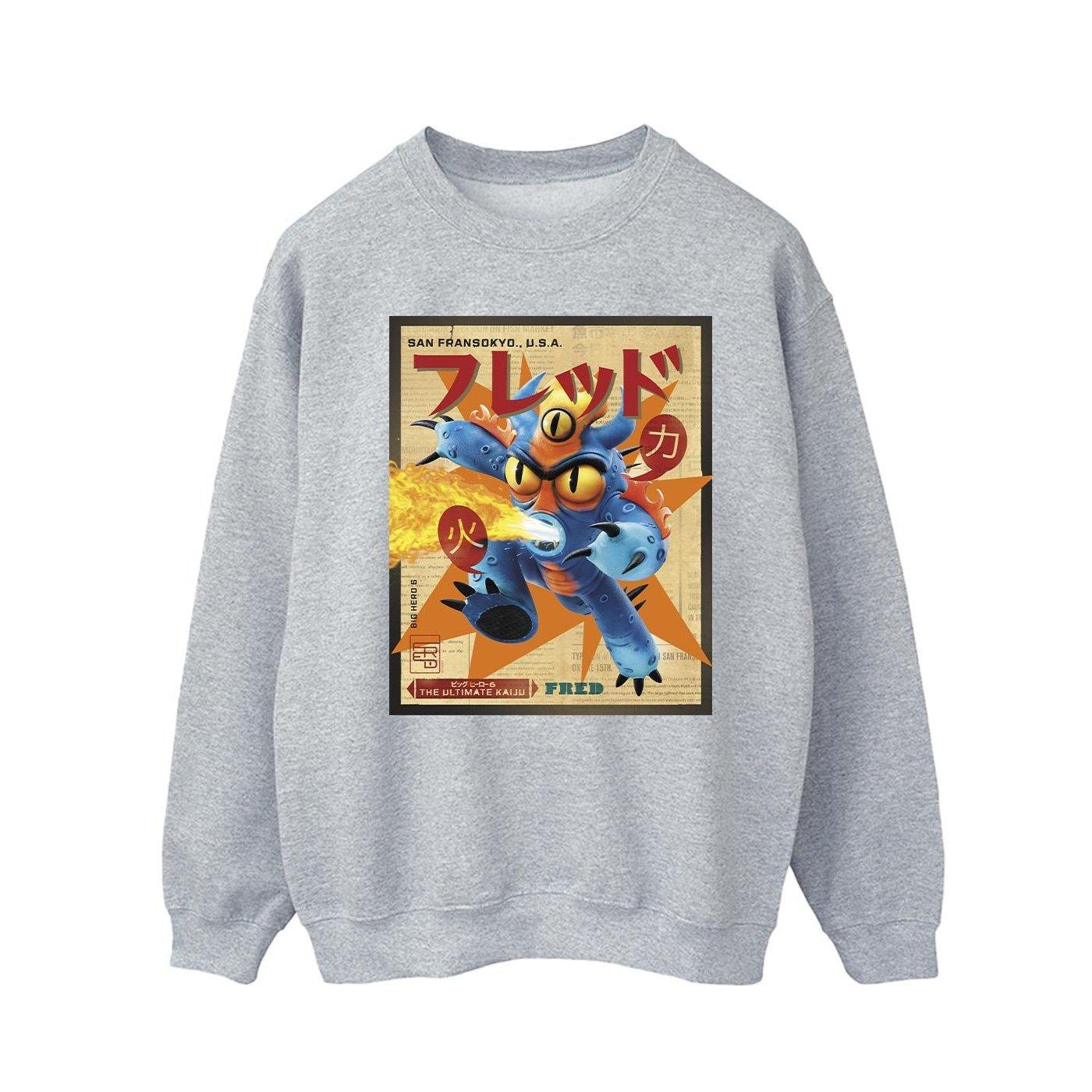 Big Hero 6 Baymax Fred Newspaper Sweatshirt Herren Grau XL von Disney