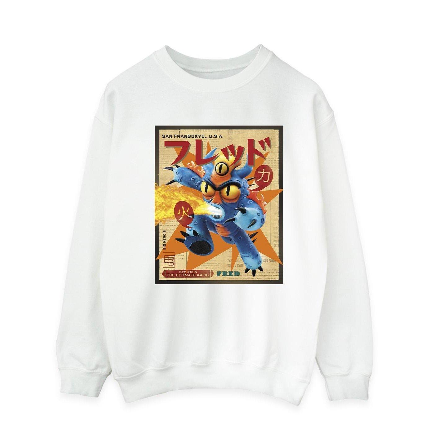 Big Hero 6 Baymax Fred Newspaper Sweatshirt Herren Weiss S von Disney