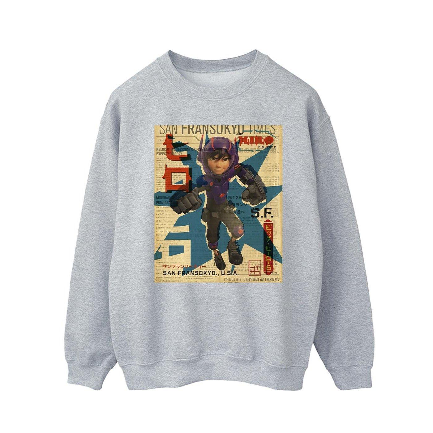 Big Hero 6 Baymax Hiro Newspaper Sweatshirt Herren Grau S von Disney