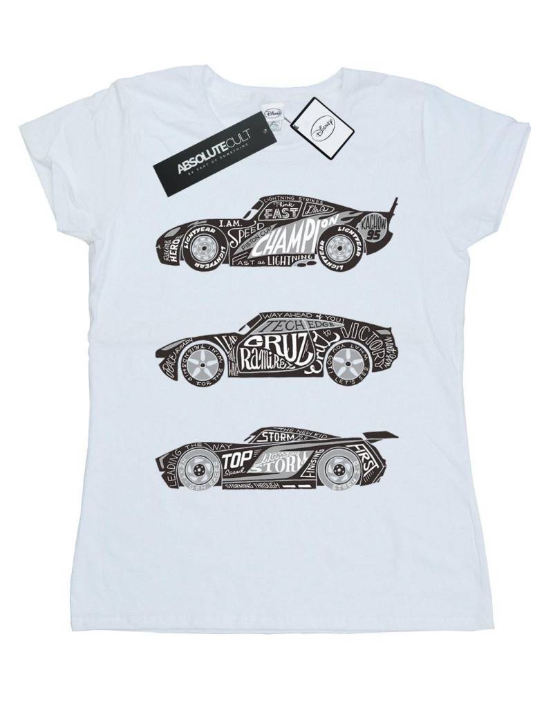 Cars Text Racers Tshirt Damen Weiss S von Disney