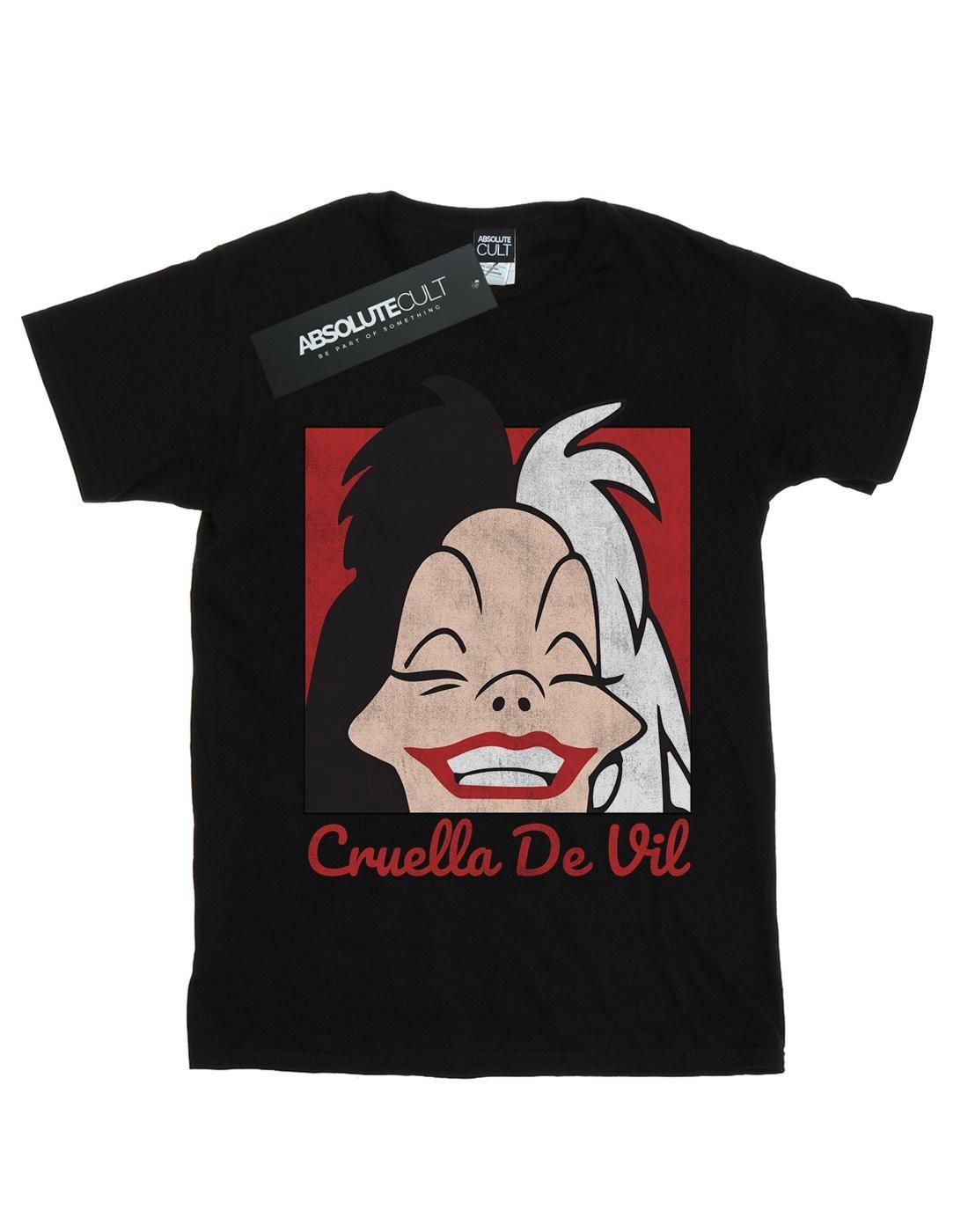 Cruella De Vil Cropped Head Tshirt Damen Schwarz 3XL von Disney