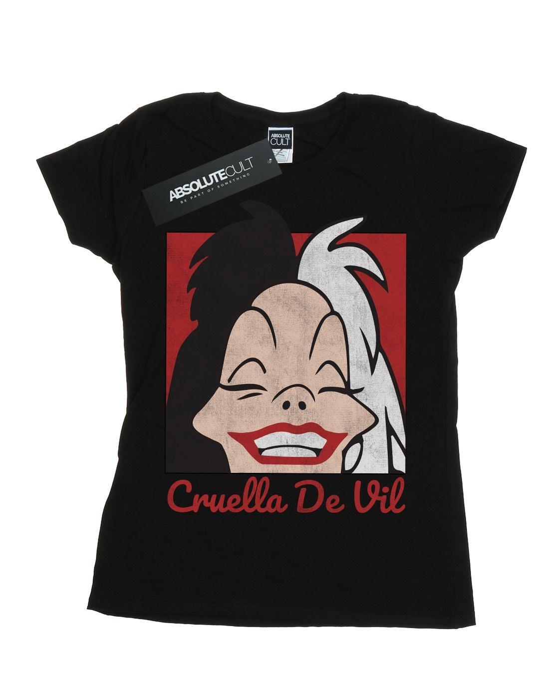Cruella De Vil Cropped Head Tshirt Damen Schwarz L von Disney