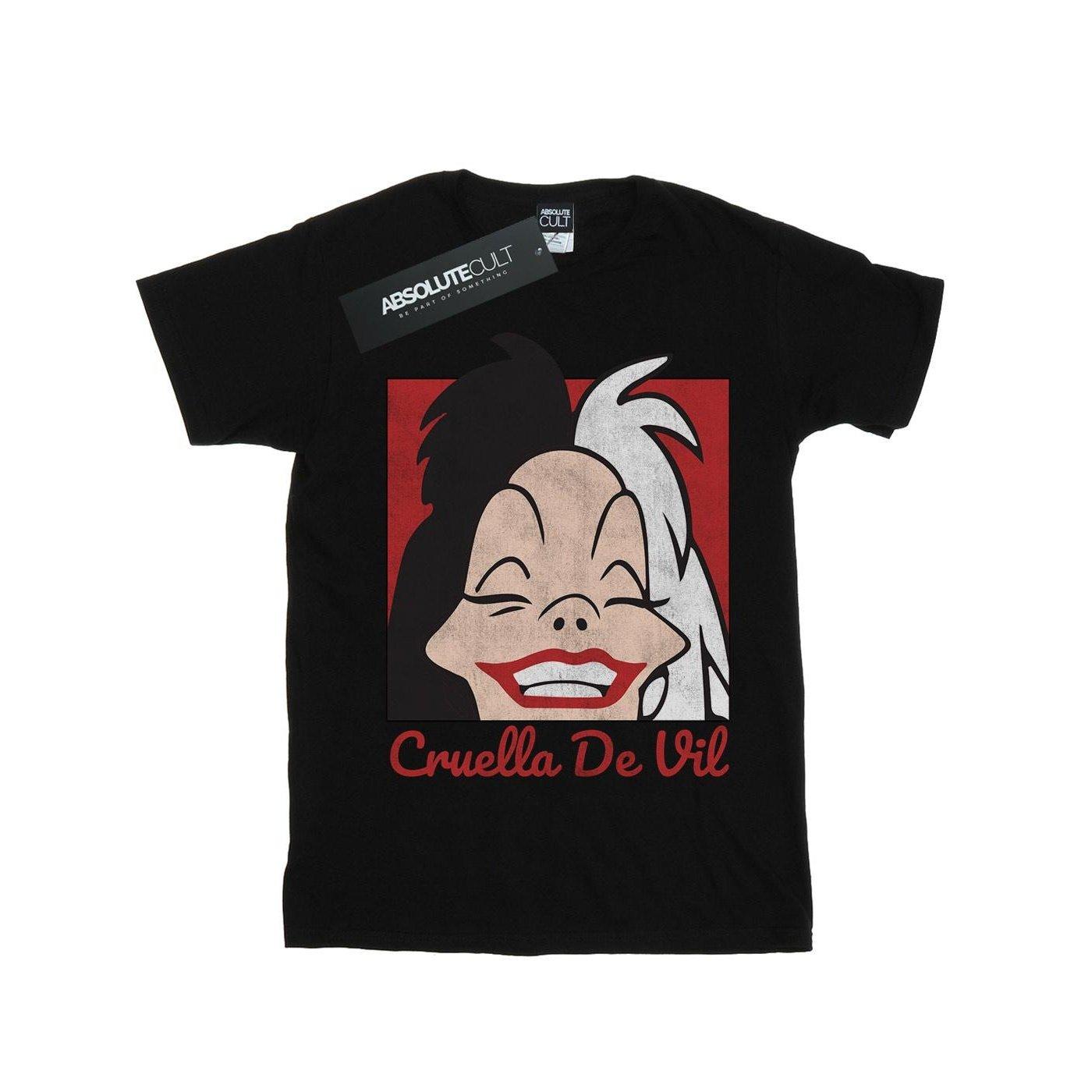 Cruella De Vil Cropped Head Tshirt Unisex Schwarz 116 von Disney