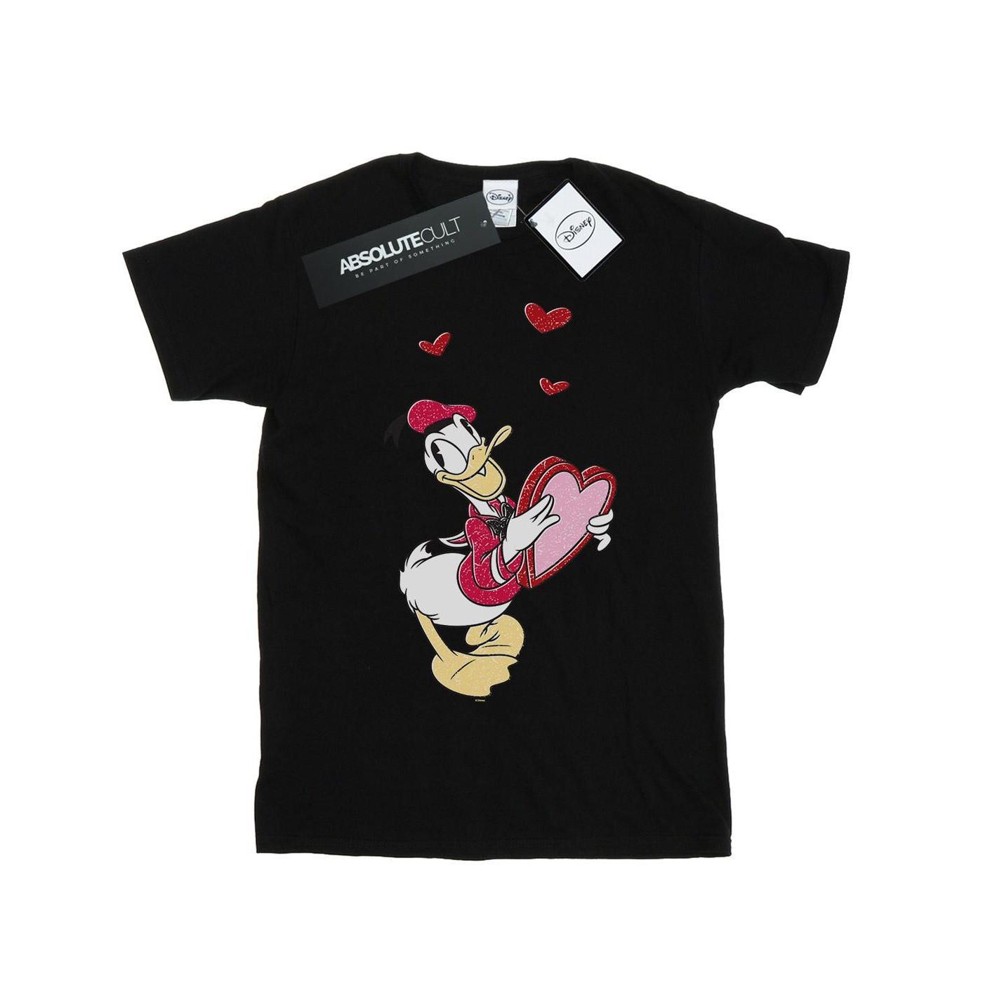 Donald Duck Love Heart Tshirt Herren Schwarz XL von Disney
