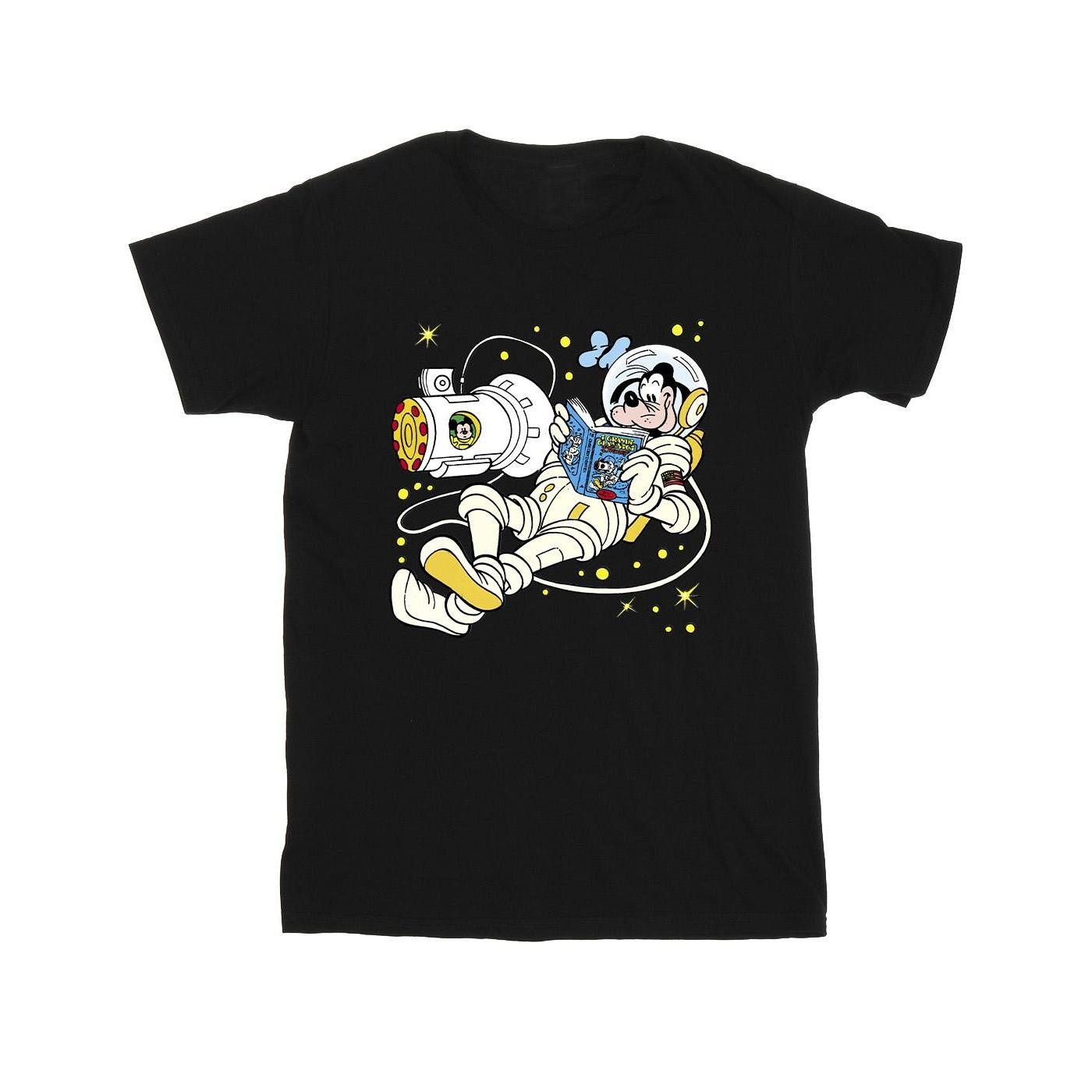 Goofy Reading In Space Tshirt Mädchen Schwarz 116 von Disney