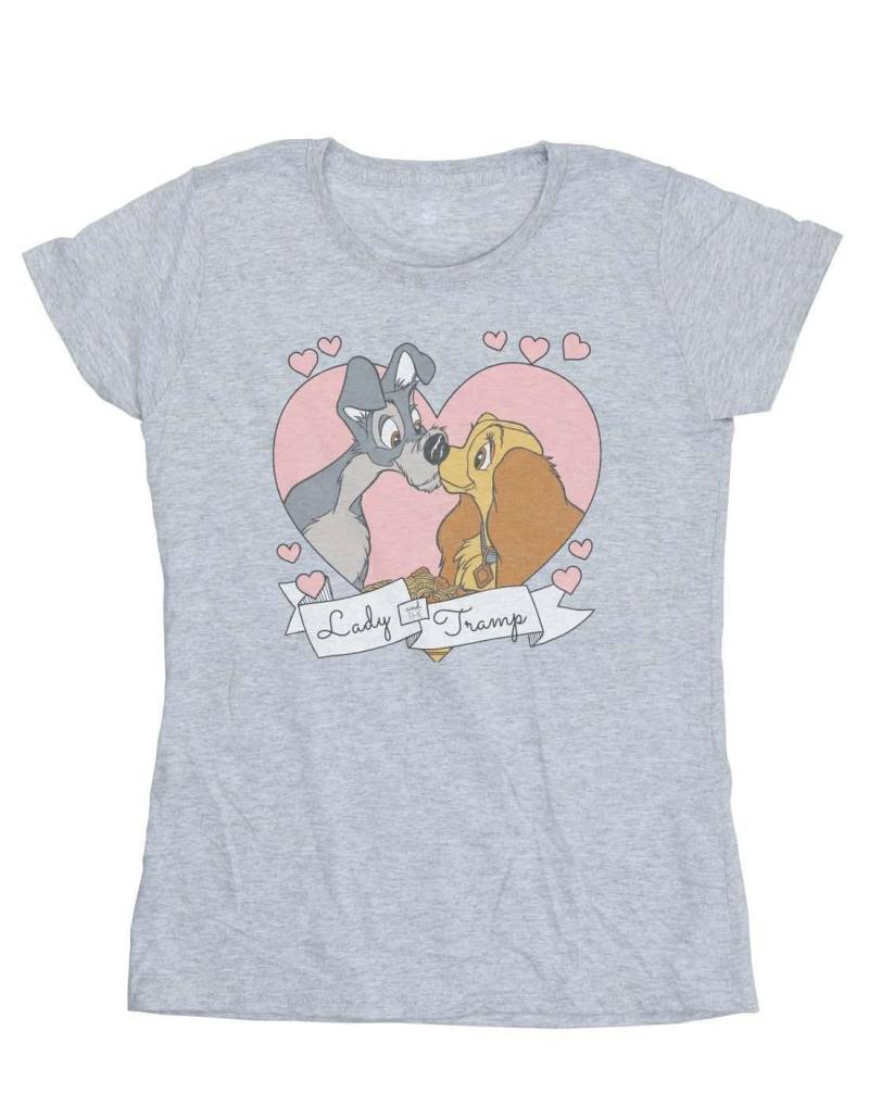 Lady And The Tramp Love Tshirt Damen Grau L von Disney