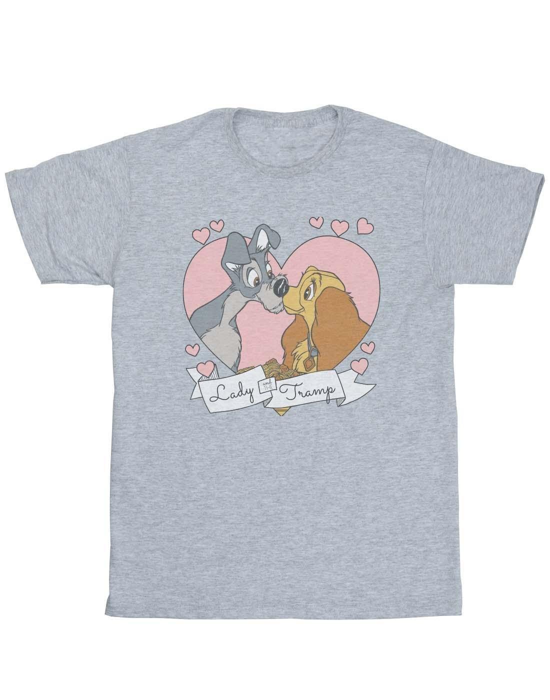 Lady And The Tramp Love Tshirt Damen Grau XXL von Disney