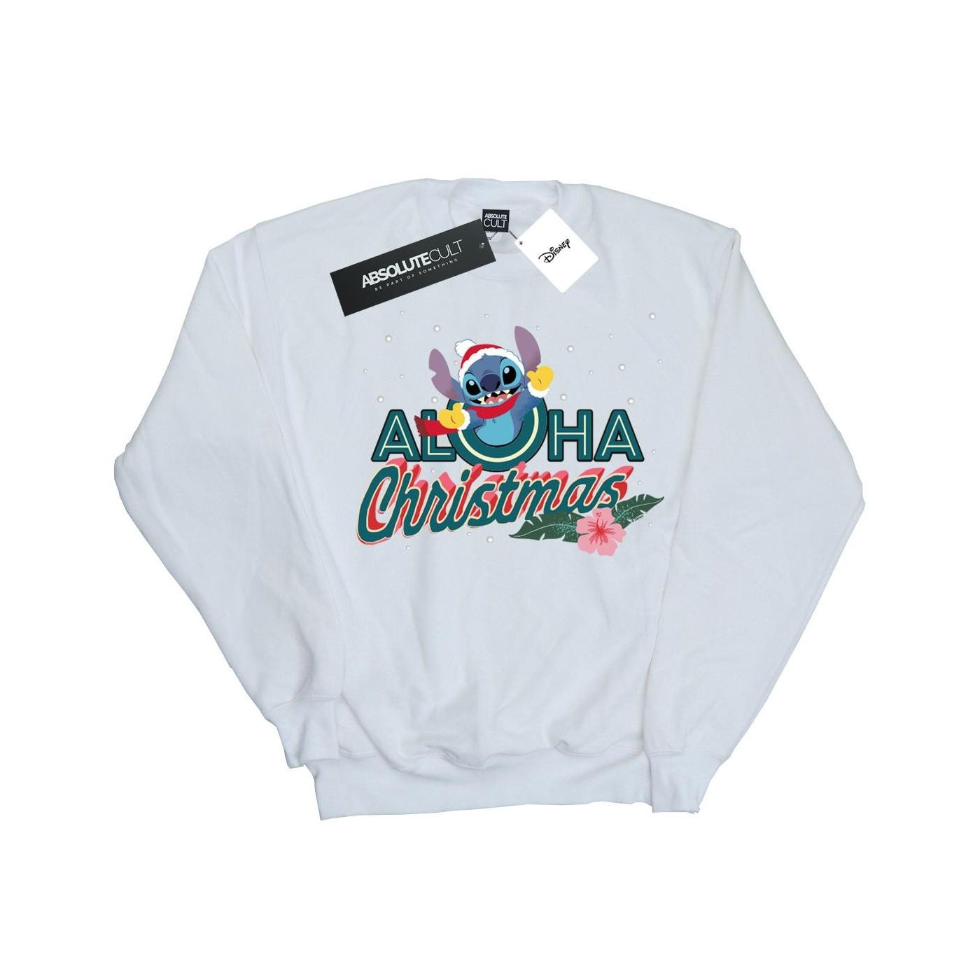 Lilo And Stitch Aloha Christmas Sweatshirt Mädchen Weiss 116 von Disney
