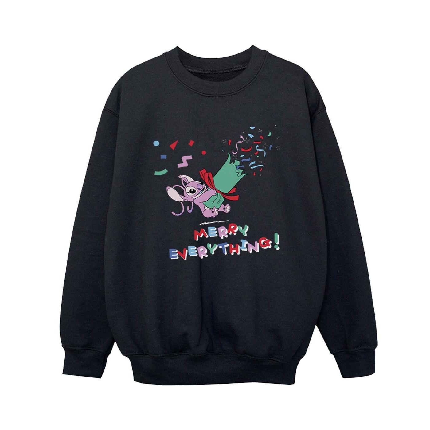 Lilo And Stitch Angel Merry Everything Sweatshirt Jungen Schwarz 116 von Disney