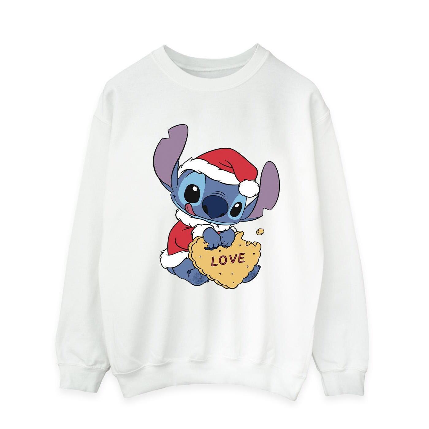 Lilo And Stitch Christmas Love Biscuit Sweatshirt Herren Weiss M von Disney