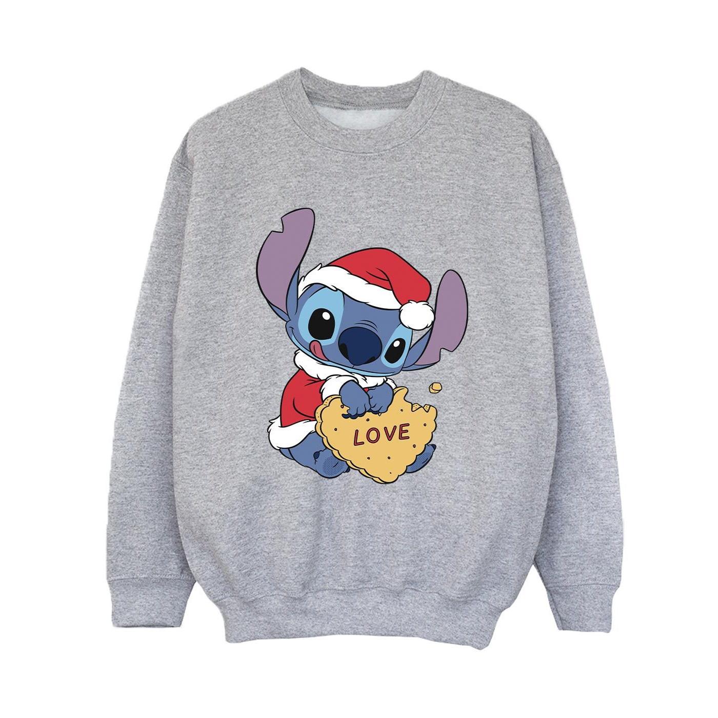 Lilo And Stitch Christmas Love Biscuit Sweatshirt Jungen Grau 104 von Disney