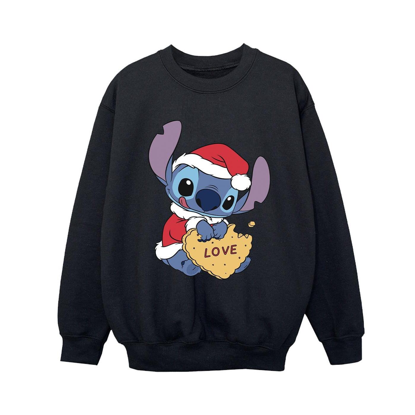 Lilo And Stitch Christmas Love Biscuit Sweatshirt Jungen Schwarz 104 von Disney