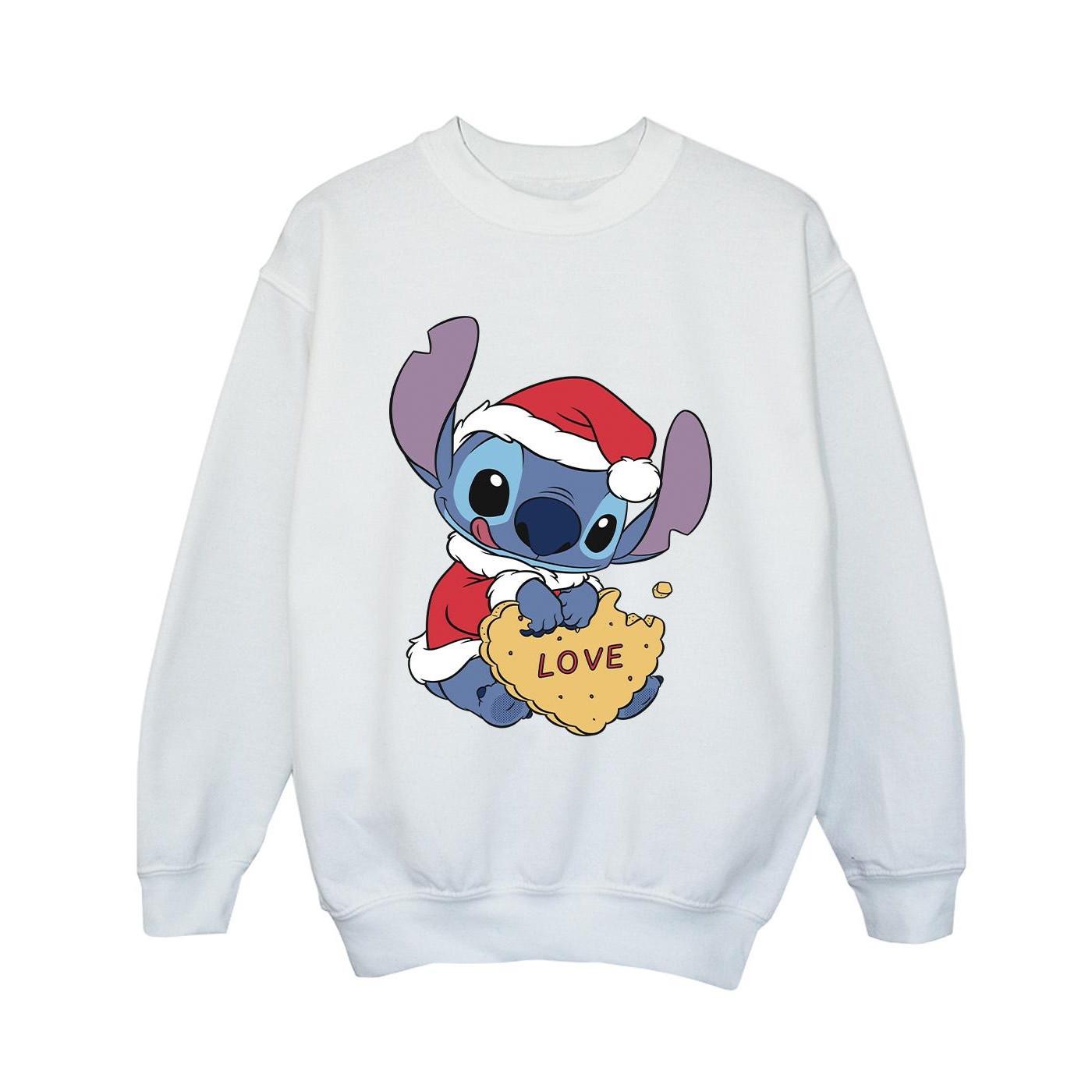 Lilo And Stitch Christmas Love Biscuit Sweatshirt Jungen Weiss 152-158 von Disney