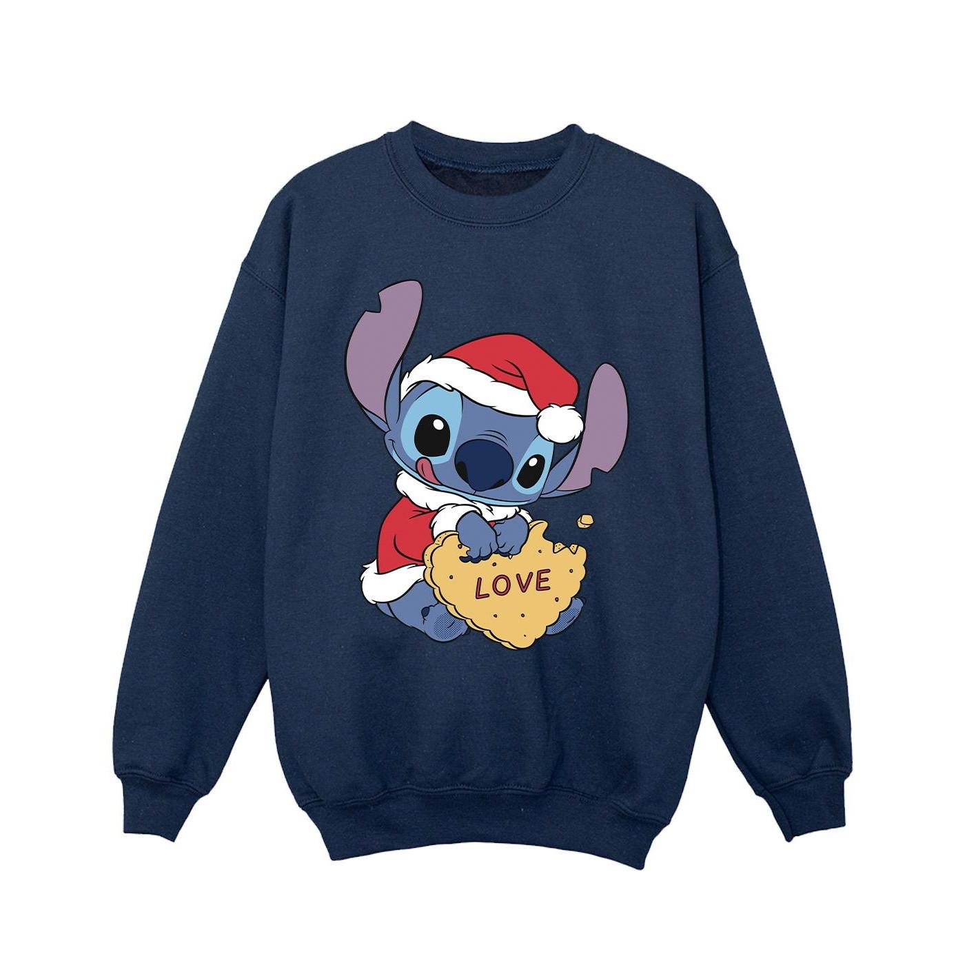 Lilo And Stitch Christmas Love Biscuit Sweatshirt Mädchen Marine 128 von Disney
