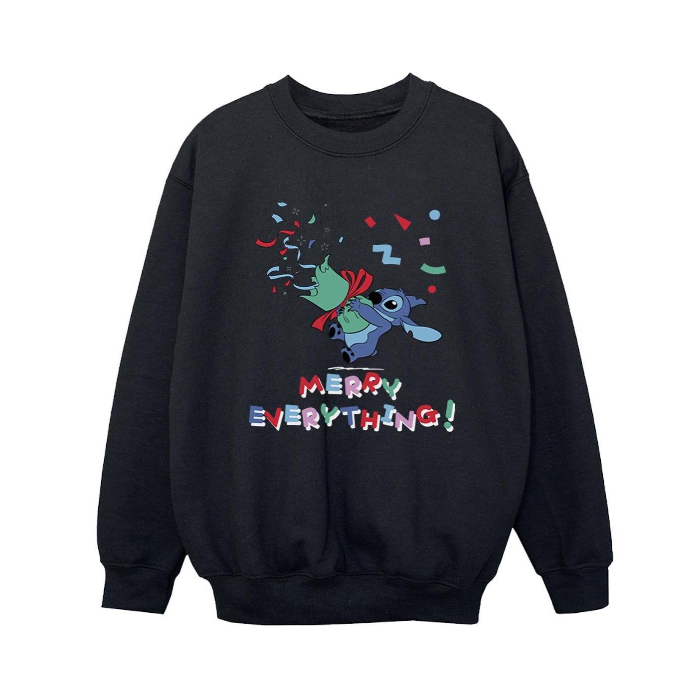 Lilo And Stitch Merry Everything Sweatshirt Jungen Schwarz 140/146 von Disney